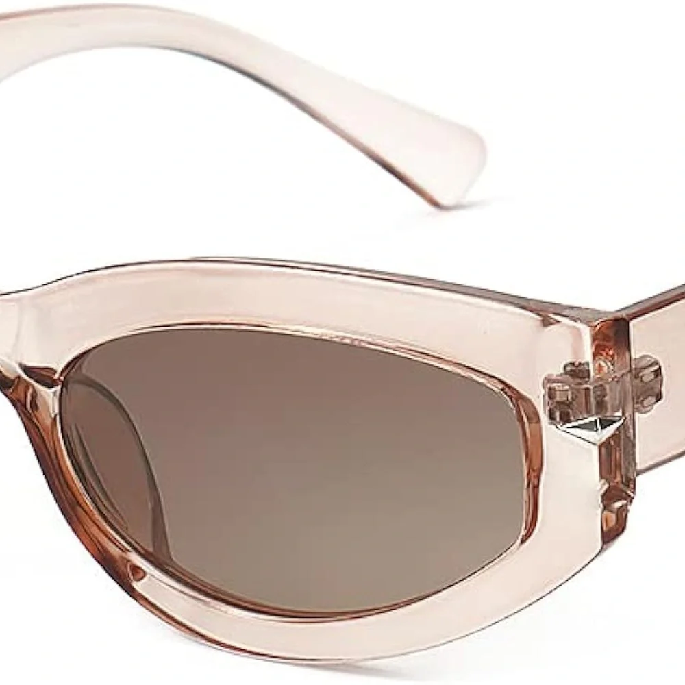 NWT Zeelool Retro Small Oval UV400 Y2K Sunglasses Crystal Tea Tan Color
